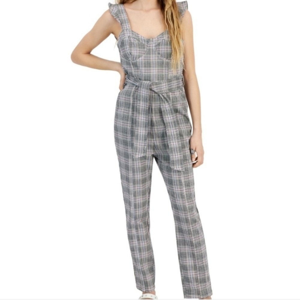 Plaid Pocket Jumpsuit